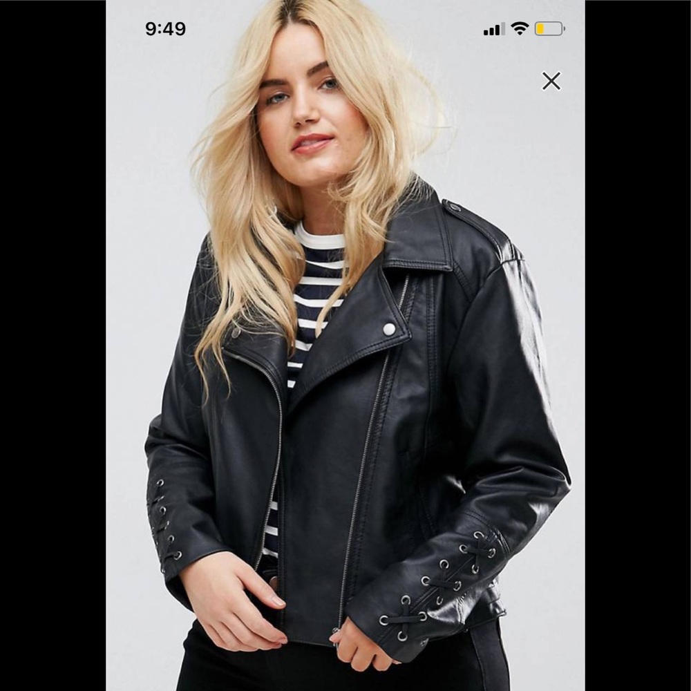 Brave Soul Faux Leather Biker Jacket - Black